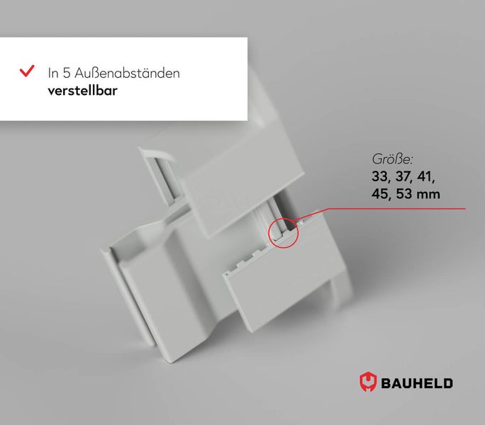 Verstellbarer Halter in fuenf Aussenabstaenden