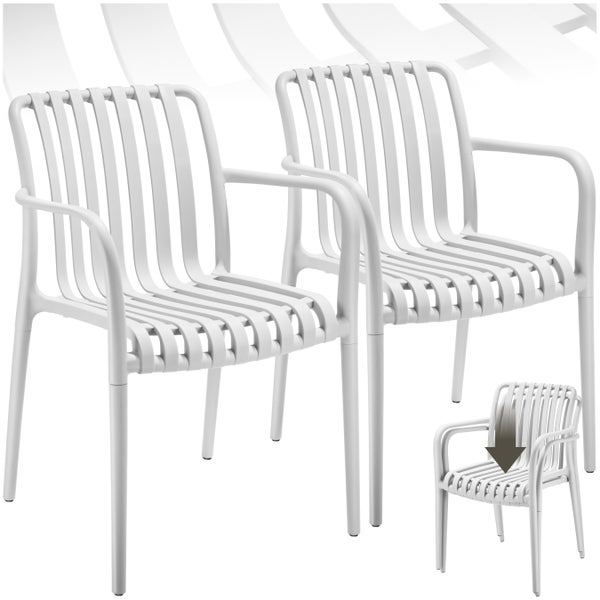 Gartenstühle tectake Alcudia 54,5 x 58 x 80,5 cm, Belastbarkeit 120 kg wetterfest und UV-beständig creme