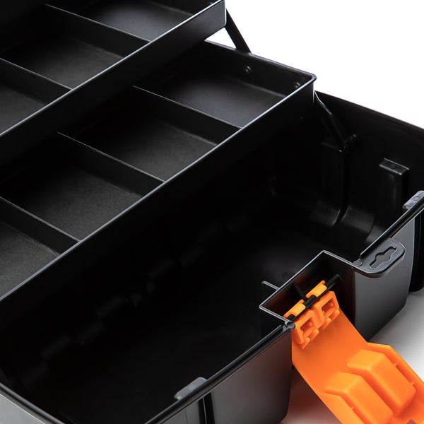 BigDean Werkzeugkiste groß mit 3 Laden - Werkzeugkoffer leer - 36x20x20 cm aus schlagfestem Kunststoff - perfekt auch als Angelbox - Werkzeugkasten für Hobby, Heim- & Heimwerker - Made in EU