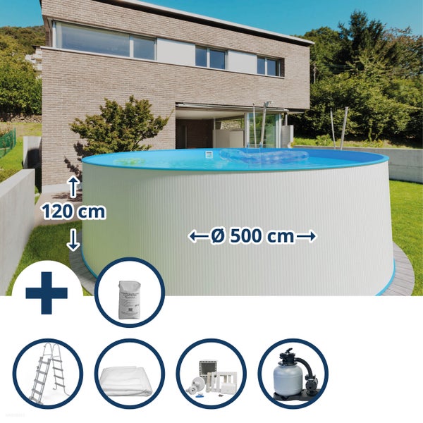 Rundpool mit Zubehör, Durchmesser 500 cm, Höhe 120 cm