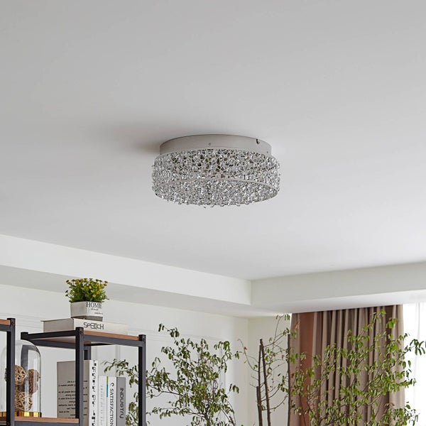 Lucande LED Deckenleuchte Felias (Modern) in Chrom (1 flammig, ) - Lampe Deckenlampe Schlafzimmerleuchte