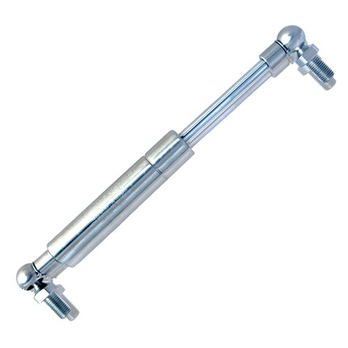 Gasdruckfeder aus Metall mit Kugelgelenken an beiden Enden.