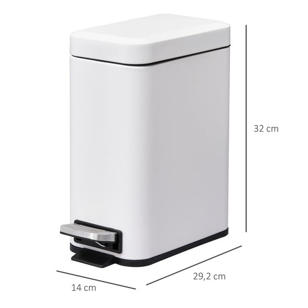 HOMCOM Mülleimer, 29,2 x 14 x 32 cm, Metall, Weiß