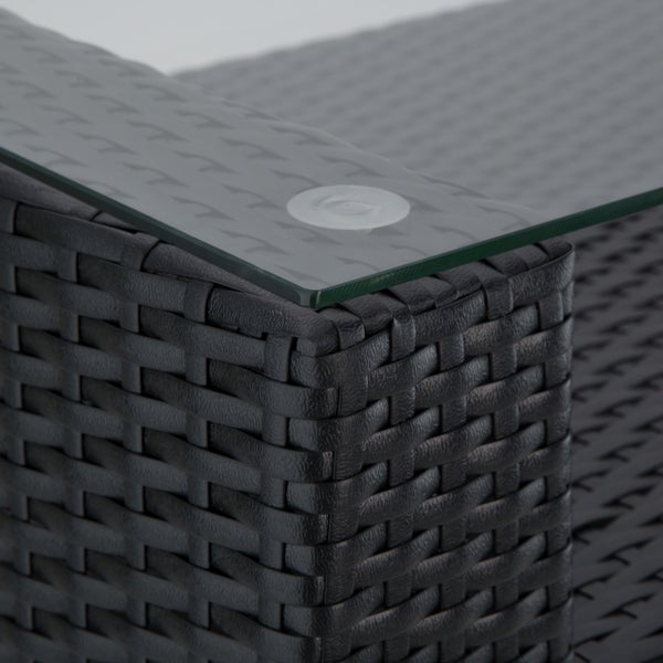 Rattan Lounge tectake München mit Sicherheitsglasplatte mit Aluminiumgestell schwarz