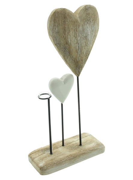 FRANK FLECHTWAREN|Board Herzchen mit Vase, 16 x 7 x 29,5 cm, HOLZ, GLAS, METALL