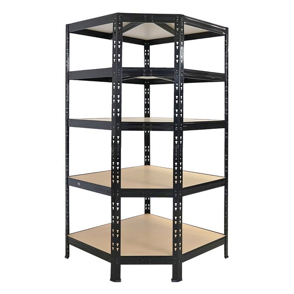 PROREGAL Eckregal Tiger Schwarz HxBxT 180x90x60 cm Fachlast 175kg