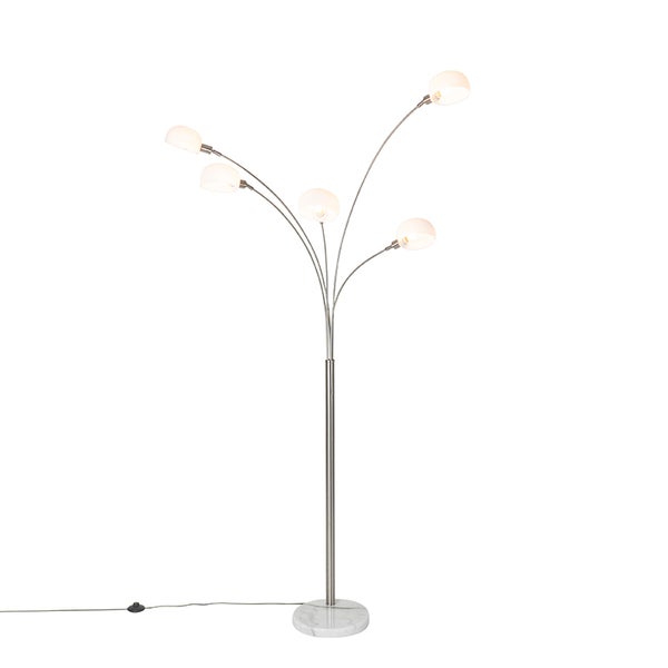 Stehlampe mit fünf Leuchtenarmen und Marmorfuß