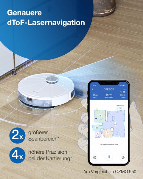 Nass-Trocken-Saugroboter ECOVACS DEEBOT N10 Plus, 4300PA, LiDAR Navigation, Absaugstation