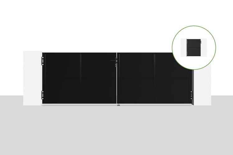 Pack Flügeltor 3,5m NALI H.120cm + Tor H.120cm mattschwarz