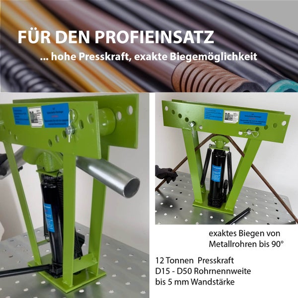 Rohrbiegegerät für Metallrohre bis 90 Grad Biegung mit 12 Tonnen Presskraft