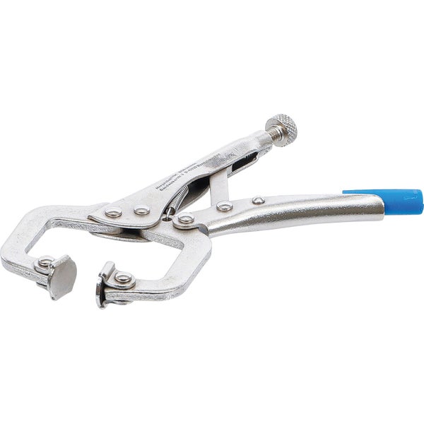 Blechzange zum Halten von Blechen.