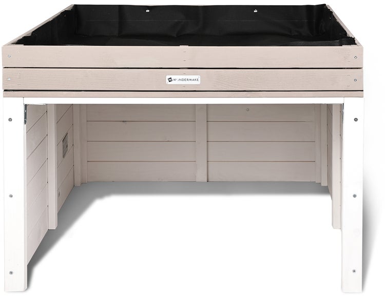 WONDERMAKE® Große Design Mährobotergarage XXL Universal mit Wasserablauf, Holz Haus Pflanzkasten, Mähroboter Unterstand Carport Rasenroboter Garage Flachdach, 78,5 x 96 x 57 cm, anthrazit grau weiß
