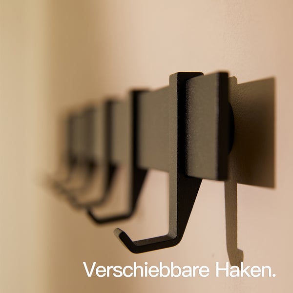 Designfabrik Hamburg Moderne Garderobenleiste  |  Wandgarderobe Schwarz 58cm