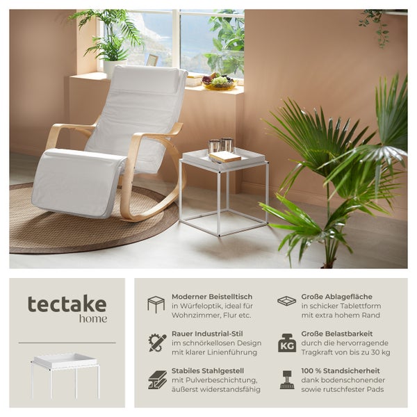 Beistelltisch tectake Cambridge 40 x 40 x 44 cm Stahl weiß