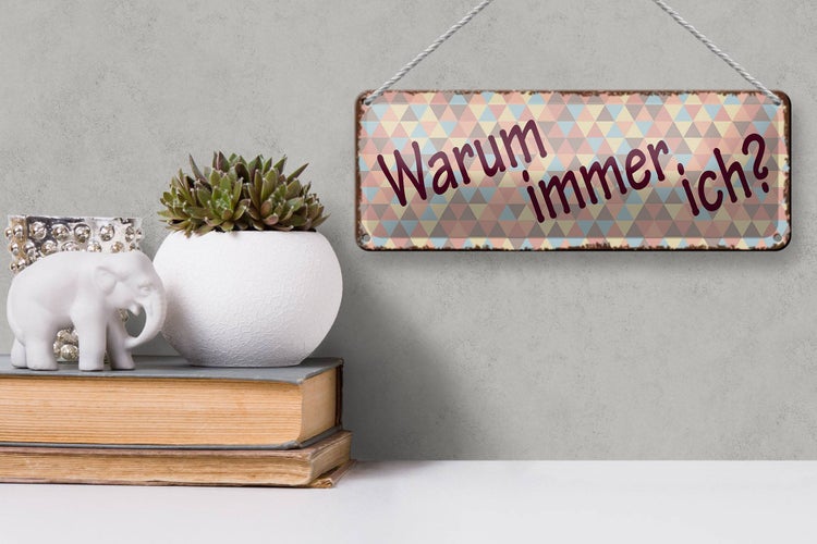 Blechschild Spruch 27x10cm Warum immer ich Dekoration