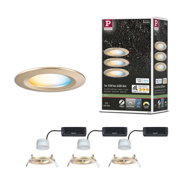 LED Einbauleuchte Nova Coin IP44 rund 78mm Tunable White 3x6W 3x530lm 230V Gold matt Aluminium