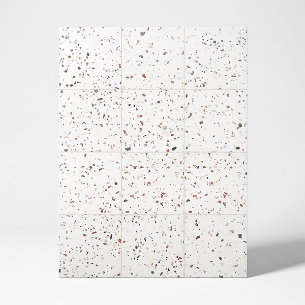 Wand- und Bodenfliesen im Terrazzo Design, quadratische Keramikfliesen mit gesprenkelter Optik