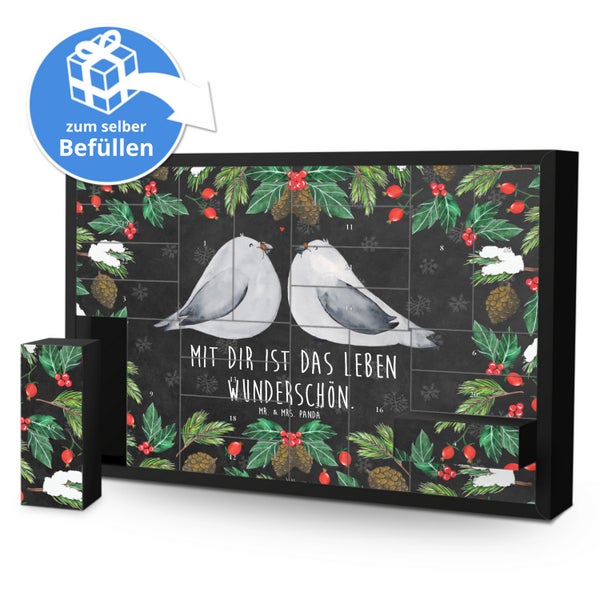Mr. & Mrs. Panda Befüllbarer Adventskalender Turteltauben Liebe - Schwarz