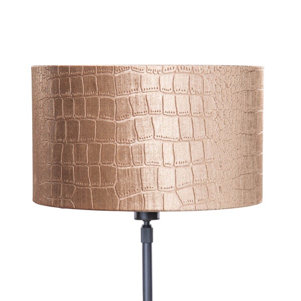 Stehlampe mit Lampenschirm im Krokodilleder-Look