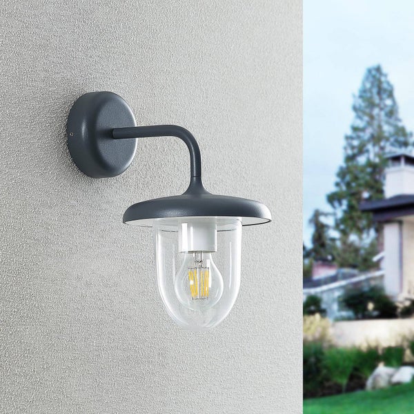 PRIOS Wandleuchte außen Larkumi (spritzwassergeschützt (Modern) in Alu aus Aluminium (1 flammig, E27) - Außenwandleuchten Wandlampe Led Außenlampe Outdoor für Außenwand/Hauswand Haus