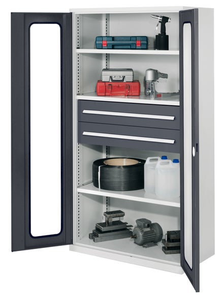 Werkzeugschrank mit Werkzeugkisten, Werkzeugen, Schubladen und anderem Zubehör