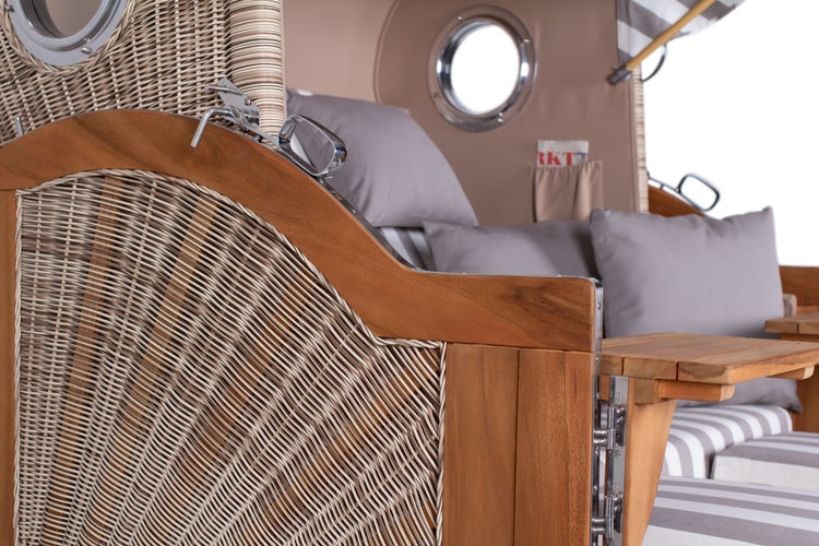 Strandkorb Rantum Grande Teak PE shell Dessin 513