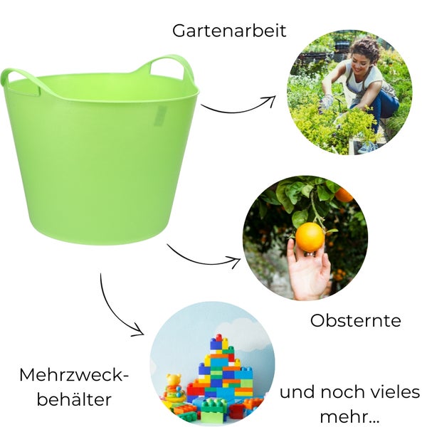 Flexibler Eimer 25 L Wäschewanne Mehrzweckkorb Wäschekorb flexibel rund Gartenkorb Flexible Wanne Plastikkorb mit Henkel Futtertrog Pferd