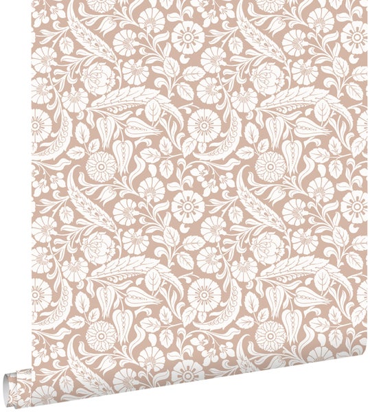ESTAhome Tapete Blumenmuster Terrakottarosa - 53 cm x 10.05 m - 139330