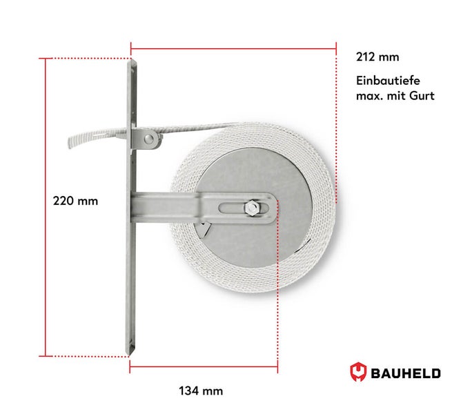 Abmessungen eines Gurtwicklers