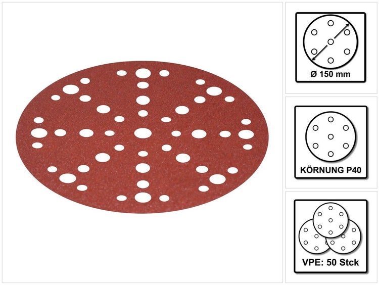 Festool STF D150/48 Rubin 2 RU2/50 Schleifscheiben, P40, 150 mm / 50 Stk. ( 575186 )