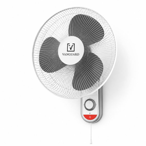 Vanguard Wandventilator mit drei Flügeln, Schutzgitter, Drehregler und Zugschalter.