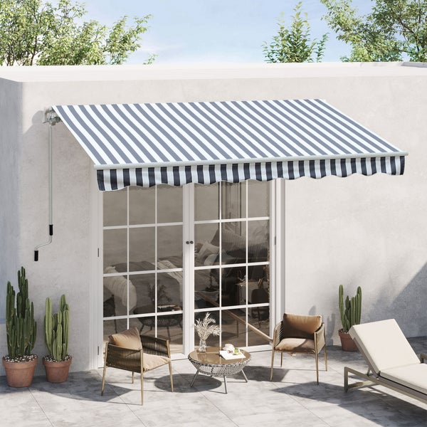 Outsunny Markise, Gelenkarmmarkise, 2,95 x 2,45 m, Alu, Grau,Weiß