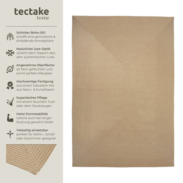 Geflochtener Teppich tectake strapazierfähig und pflegeleicht verschiedene Größen 200 x 290 cm