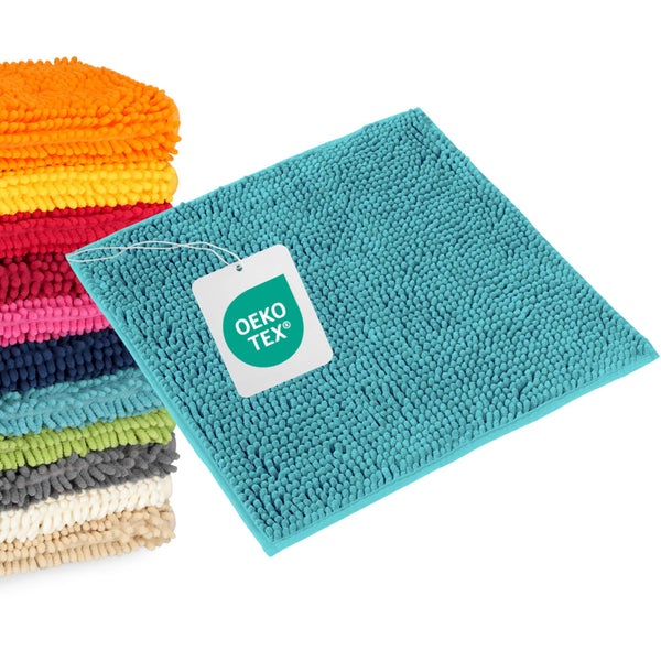 Chenille-Badematte mit Oeko-Tex Zertifizierung, weiche Mikrofaser-Struktur.