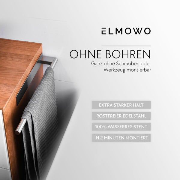 Handtuchhalter aus rostfreiem Edelstahl zur Montage ohne Bohren an einem Badschrank mit Handtuch