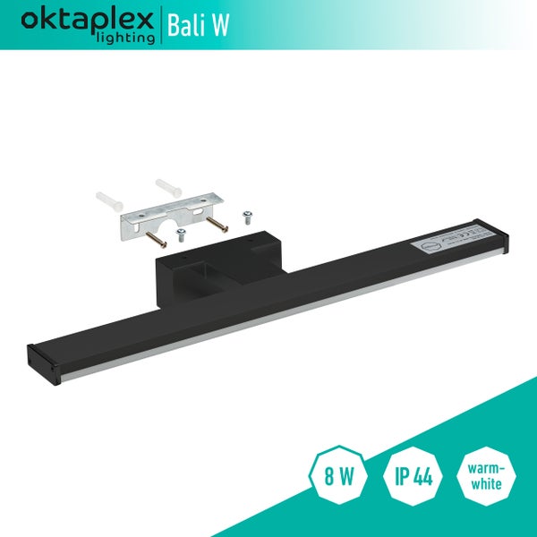 LED Spiegelleuchte 40cm schwarz 3000K Warmweiß 8W 570lm Wandmontage Badezimmerlampe