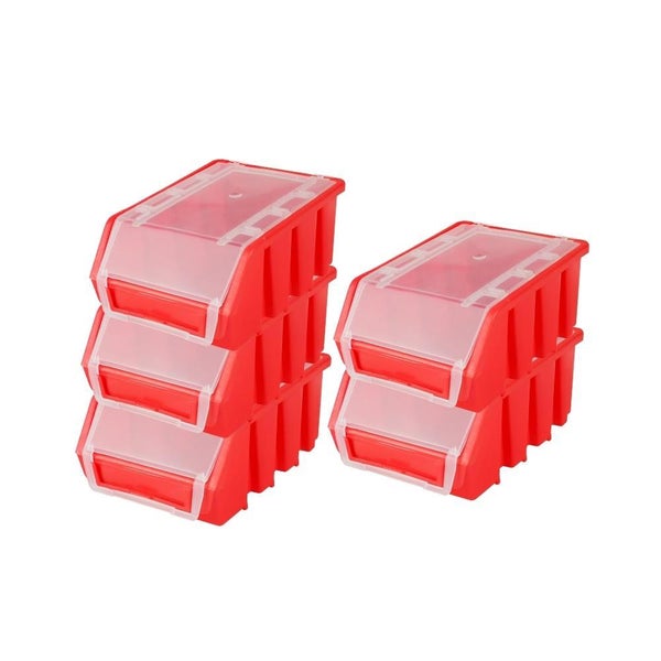 PROREGAL SuperSparSet 5x Sichtlagerbox 2 mit Deckel HxBxT 7,5 x 11,6 x 16,1 cm Polypropylen Rot