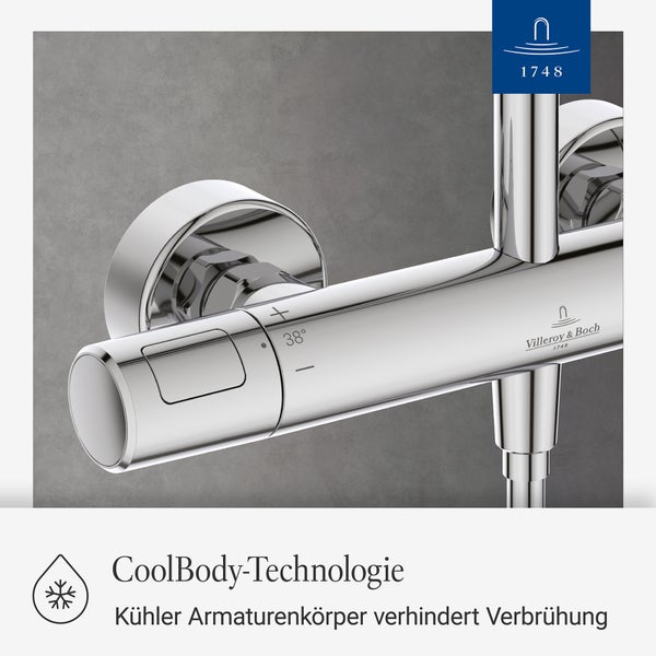 Villeroy und Boch Thermostat Duscharmatur mit CoolBody Technologie und Verbrühungsschutz