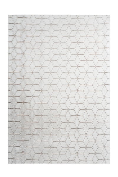 Kurzflor Teppich Splendora Weiß / Taupe Modern, Klassisch 120 x 160 cm