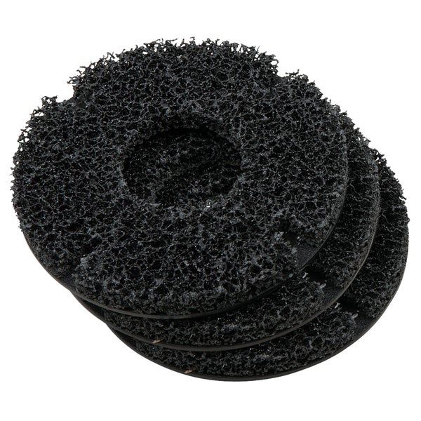 Drei Reinigungsscheiben für Bohrmaschinen