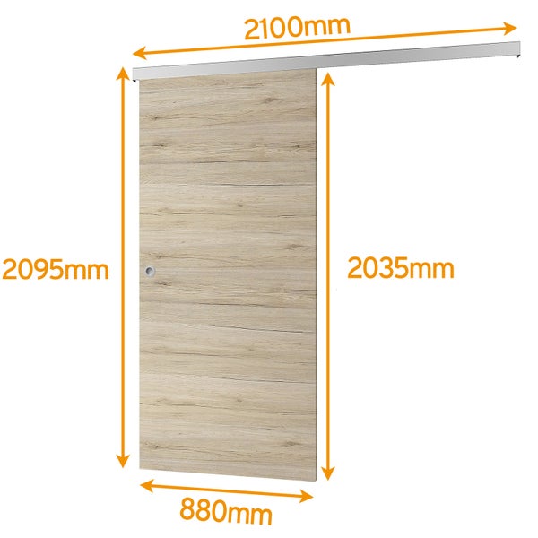 Schiebetür mit Stahlrahmen und Maßangaben