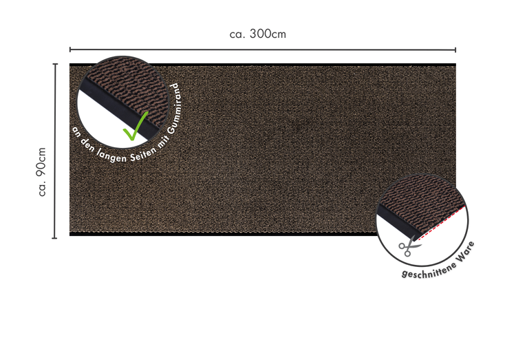 Fußmatte Easy Läufer 90 x 300 cm in Braun