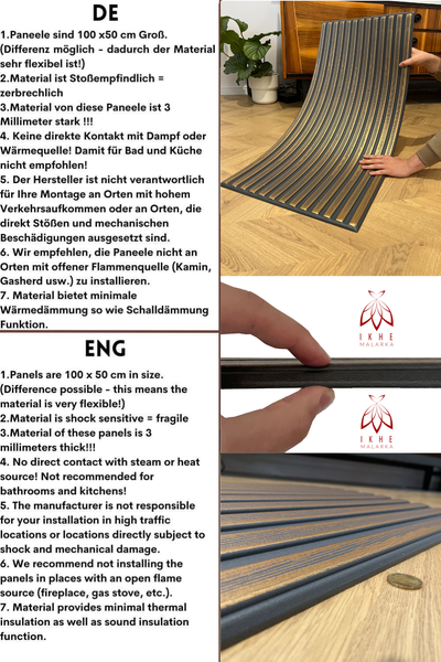 Lamellen Imitat aus Styropor Polystyrol XPS 3D Paneele Deckenpaneele Wandpaneele, Dekoren, Slats Schwarz XL 100x50cm