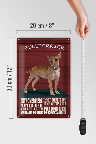 Blechschild Spruch 20x30cm Bullterrier Hund immer bereit