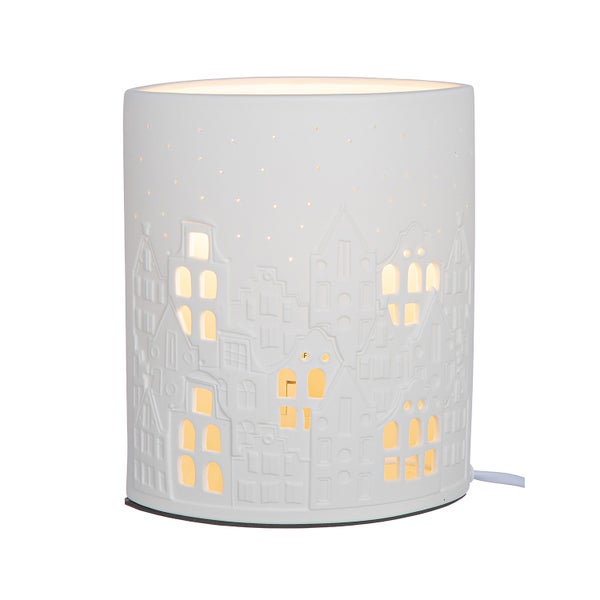 Tischleuchte GILDE Lampe Höhe 20cm Breite 17cm weiß Porzellan