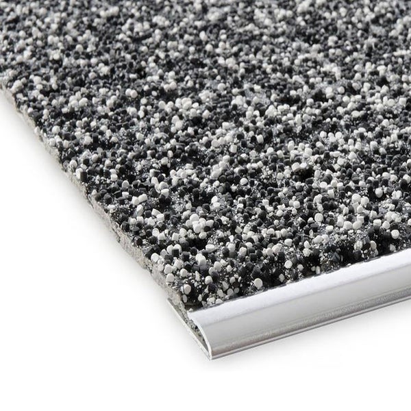 FLOORDIREKT Sicherheits-Stufenauflage - für Außenbereiche - mit Alu-Schiene - Antirutschmatte - Anthrazit - 24 x 60 cm