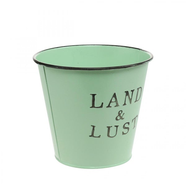 Dekorative Metall Pflanzgefäß mit Aufschrift Land & Lust