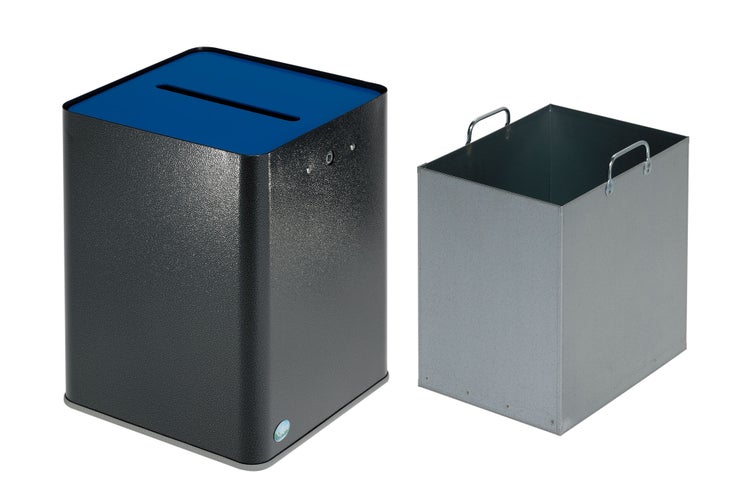 PROREGAL Robuster Papiersammler DSGVO konform DIN A4 Format HxBxT 83,5 x 23 x 25 cm Verzinkter Stahl Blau