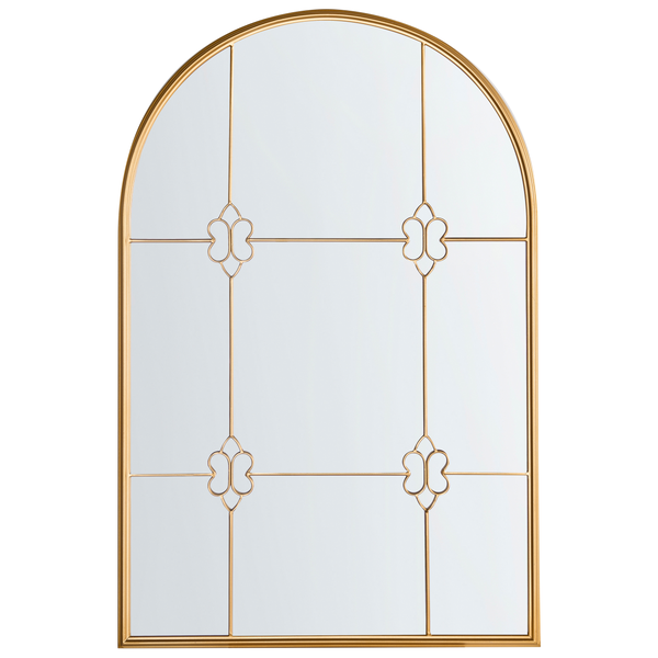 Dekorativer Spiegel mit bogenförmiger Oberseite und Ornamenten