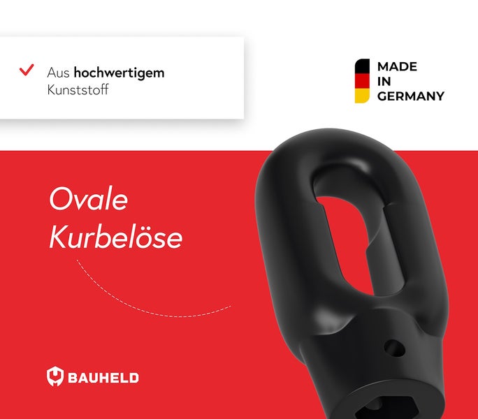 Ovale Kurbelöse aus hochwertigem Kunststoff, hergestellt in Deutschland